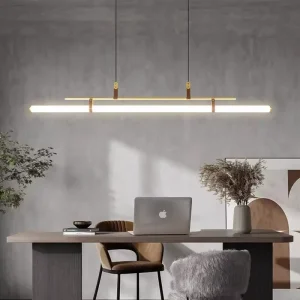 Nordic Leather Pendant Light Modern Minimalist Office Restaurant Lighting Long Linear Chandelier for Dining Table and Bar