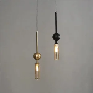 Nordic Light Luxury Pendant Lights Gold Black Iron Art Chandeliers LED Restaurant Bedroom Bedside Glass Hanging Lamp