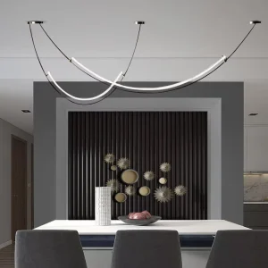 Nordic Linear LED Pendant Lights for Living Dining Room Bar Counter Black Chandelier Home Decoration Ceiling Lamp
