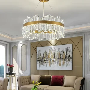 Nordic Luxury Pendant Light Modern Minimalist Living Room Apartment Crystal K9 LED Chandelier