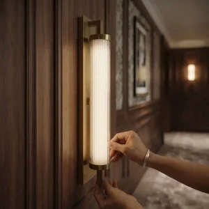 Nordic Minimalist Modern Creative Personality LED Long Line Wooden and Marble Wall Lamp for Home Office