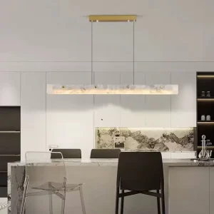 Nordic Minimalist Modern Design Linear Island Kitchen Desk Study Lamp for Office Home Dining Room Marble Pendant Light