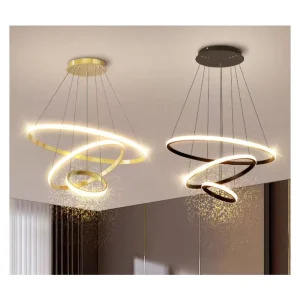 Nordic Modern 3-Ring Circle Pendant Light Luxury Round LED Chandelier for Dining and Living Room for Home Office