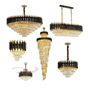 Nordic Modern K9 Crystal Black Gold LED Hanging Light