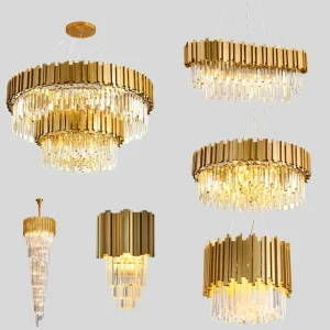 Nordic Modern Large Crystal Ceiling Pendant Light Chandelier for High Ceilings