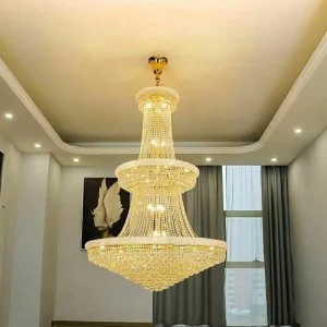 Nordic Modern Luxury Big Hotel Dining Ceiling Golden Crystal Chandeliers Pendant Lights