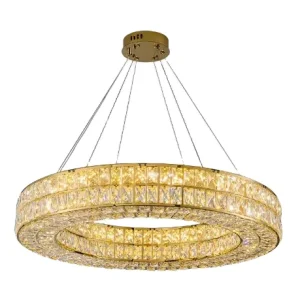 Nordic Modern Luxury Home Decorative Crystal Golden Rings Crystal Chandeliers Pendant Lights
