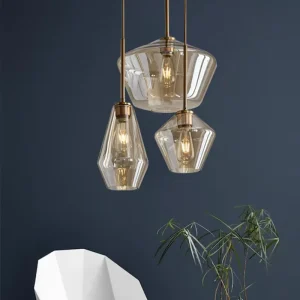 Nordic Modern Minimalist Creative Three Head Combination Glass Chandelier Pendant Light for Restaurant Bedroom