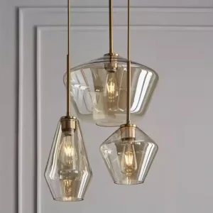 Nordic Modern Single Head Hanging Lamp Clear Glass Pendant Light for Dining Room Bar Bedroom Bedside