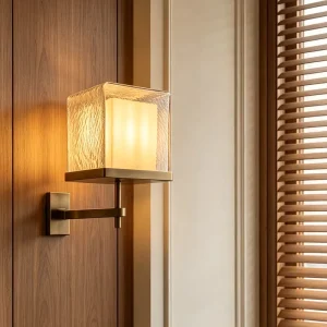 Nordic Modern Square Glass Wall Lamp Luxury Stainless Steel Bedside Sconce Light for Designer Hotel Bedroom Decor