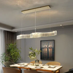 Nordic Simplicity Long Linear Crystal Chandelier Pendant Light for Dining Room Kitchen Restaurant