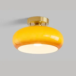 Nordic Smoked Glass Flush Mount Ceiling Light 12W LED Metal Lamp for Entrance Hallway Aisle Home Interior Decor