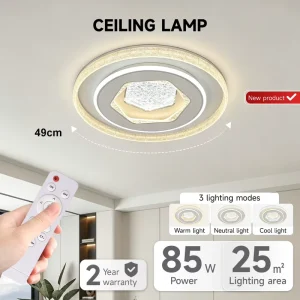 Nordic Style Ceiling Lamp Indoor Living Room Bedroom Acrylic 85W Remote Control Modern Led Ceiling Light