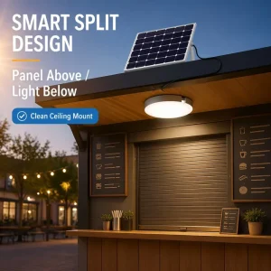 Nordic Style Circle Ceiling Lamp Outdoor Garden Solar LED Ceiling Light with Remote Control for Living Room Hallway Corridor