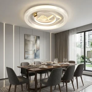 Nordic Style LED Ceiling Light with Creative Square Core Large Circular Border Delivering Perfect Multi-Scene Home Illumination