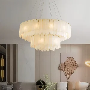 Nordic Style Pendant Light Living Room Kitchen Island LED Alabaster Marble Bedside Table Chandelier Lamp