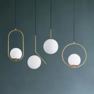 Nordic Style Simple Design LED Pendant Lighting Glass Ball Chandelier Hanging Light Lamp for Bedside Bedroom Dining Room Ceiling