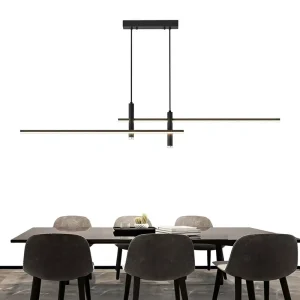 Nordic style Iron Pendant Light Minimalist Linear Strip Lamp Modern Simple Black Gold LED bar Dining Room Kitchen Restaurant