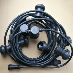 OEM Custom 20m Waterproof Festoon String Light Factory IP65 Outdoor Rubber Cable Wedding Party Garland Light