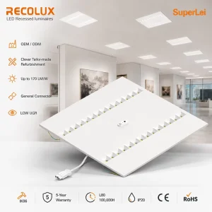 OEM Custom LED Recessed Luminaire Panel Retrofit Solution for Drop Ceiling Commercial Projects