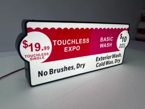 OEM Custom Shape LED Backlit Sign Car Wash Monthly Single Wash Price Illuminated Acrylic Light Box Advertising Board