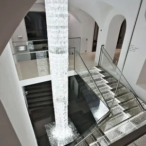 OEM Customized Hotel Lobby Villa Crystal Stair Large Ceiling Light Chandelier Modern Pendants