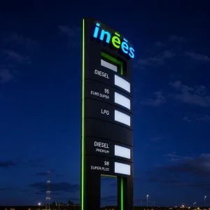 OEM Fuel Station Pylon Sign Outdoor Light Box Gas Price Display with Galvanized Steel Structure