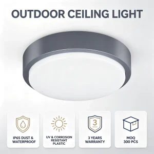 OEM Modern 250mm Plastic LED Ceiling Lamp Commercial Project Lighting Durable PC Material Manufacturer Supply
