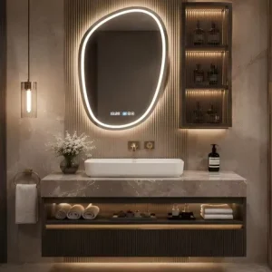 OEM ODM Bathroom Vanity Cabinet Manufacturer Modern Wall Mounted Vanity with Sink Mirror Soft Close Drawer for Project Use