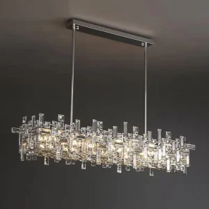 OEM ODM Contemporary American Light Luxury Linear K9 Crystal LED Pendant Chandelier for Villa Hotel Hall