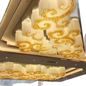 OEM ODM Custom Luxury Crystal LED Chandelier 3 Color Dimmable Anti Glare Modern Pendant Light 2 Year Warranty for Hotel Lobby