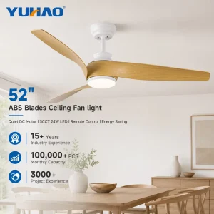 OEM ODM Friendly Remote 24W IP20 Metal ABS Hotel Guest Room Restaurant BLDC LED Ceiling Fan Light