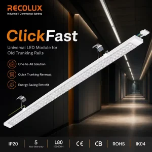 OEM ODM LED Linear Retrofit Light ClickFast IP20 Rated 5-Year Warranty CCT Power Adjustable For Warehouse Office Lighting