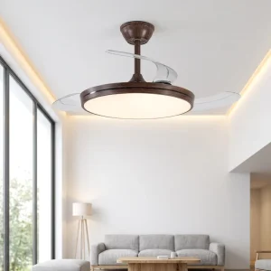 OEM ODM Modern Simple Style Living Room Bedroom 42 Inch 3 Color Temperature Remote Control LED Invisible Ceiling Fan Light