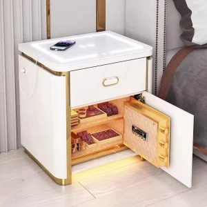 OEM Smart Bedside Table Floor Lamp Integrated Cabinet Desktop Voice Light Wireless Charging Rechargeable Multifunctional Safe