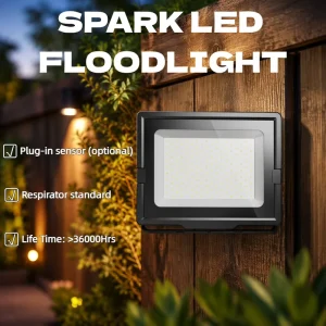 OUTLUX E008EI 300W IP65 Waterproof Aluminum Outdoor Flood Light with 120 Beam Angle and 3 Year Warranty for Garden