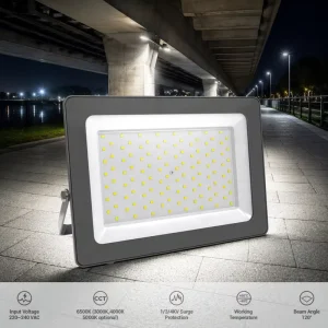 OUTLUX E048EI 100W LED IP65 High Brightness Aluminum Outdoor Flood Light for Warehouse & Stadium RoHS Certified