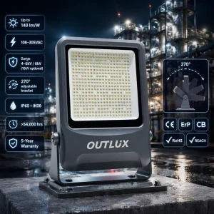 OUTLUX LED Floodlight 50W 500W Sports Lighting Stadium Light Security Flood Light Outdoor IP66 140lm W