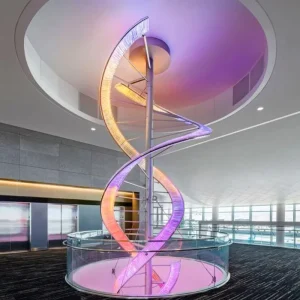 Office Building Long Spiral Crystal Chandelier Crystal Streamer Pendant Light LED Ceiling Light for Villa Large Chandelier