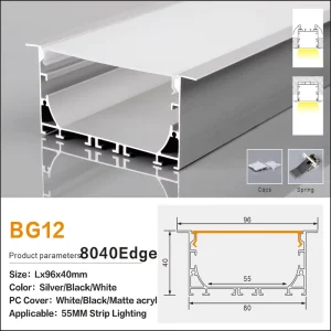 Office Corridor Ceiling Lights Solution Slim LED Profile Light White PC Cover Flush Mount Anodized Aluminum Alloy Customizable