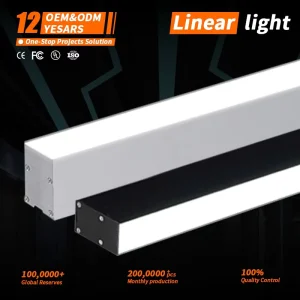 Office LED Linear Lighting Fixtures LED Shopping Mall Hotel Gym Aluminum Linear Lights 3 Year Warranty