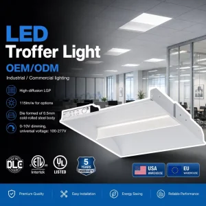 Office Light Dimmable CCT 2×2 2×4 Recessed LED Panel Troffer Light Indoor Ceiling Light LED Panel