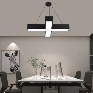 Office Modern Cross Chandelier Architectural Indoor Decorative Pendant X Shaped LED Linear Lights