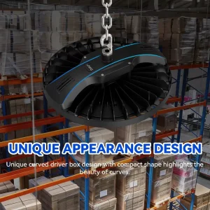 One-piece Diecast Aluminum LED UFO Highbay Light150LM/W Output IP65 100W to 240W Power Selectable CCT Selectable UFO High Bay