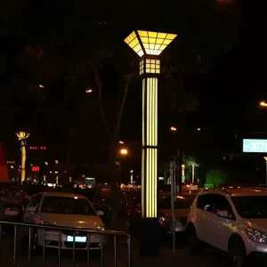 Oriental Fan Top LED Post Light IP65 Waterproof Outdoor Landscape Bollard Lamp for Villa Courtyard Commercial Park Walkway