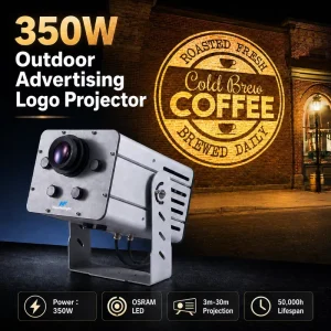 Outdoor 350W Water Wave Logo Light Projector LED Advertising Projector for Building Wall Shop Hotel Landscape Advertising Lights