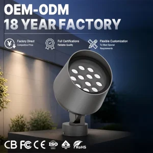 Outdoor Circular Projection Lights IP67 LED High Bright Adjustable 18W 24W 36W RGBW Landscape Spot Light 5 Year Warranty CRI 90