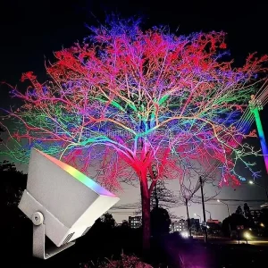 Outdoor Decoration Tree rainbow RGB Floodlight Artificial Decoration Tiara Coconut Lighted Palm Tree Light 50W R G B Color