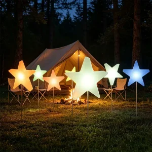 Outdoor Decorative Shape Light Glowing Pentagram Floor Lamp 16 Color Variations IP65 Waterproof Wireless Remote Control