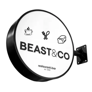 Outdoor Double Sided LED Aluminum Circle Sign Board Customizable Wall Hanging Light Box IP54 Waterproof for Car Office Buildings